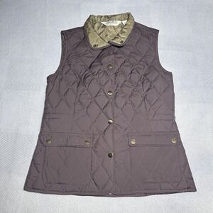 Eddie Bauer Purple‎ Goose Down Fill Quilted Snap Jacket Vest Women's Size XS